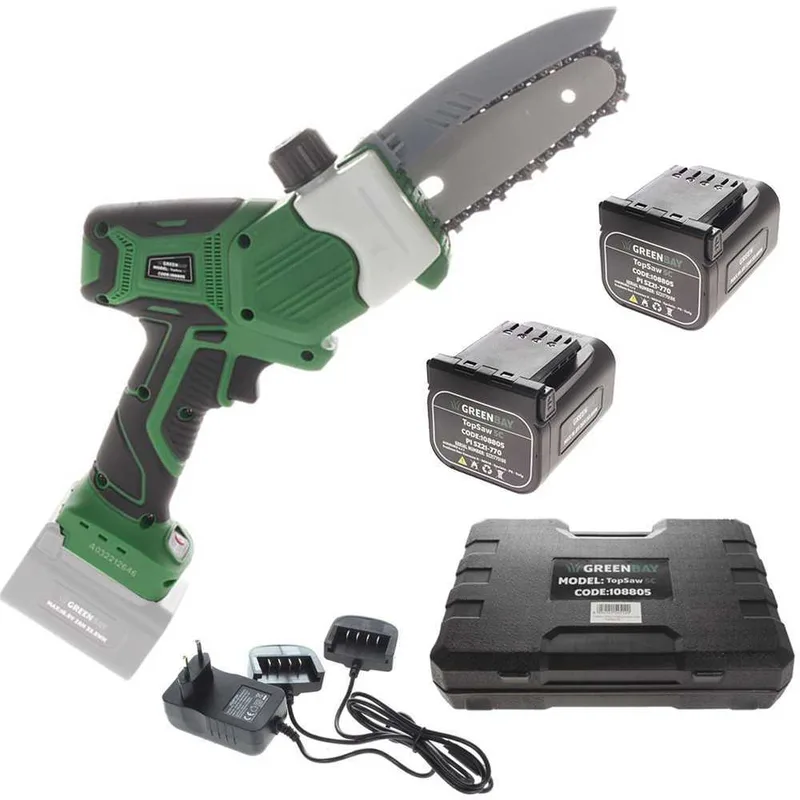 GreenBay Top Saw 5C - Élagueuse électrique à batterie - Avec 2 batteries de 16,8 V - 2 Ah