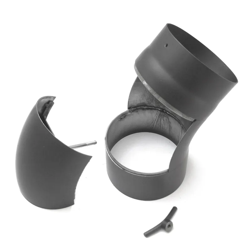 Raik Basic coude de tuyau de fumée 150mm gris fonte 45° tiré avec porte pour tuyau de fumée / conduit de fumée