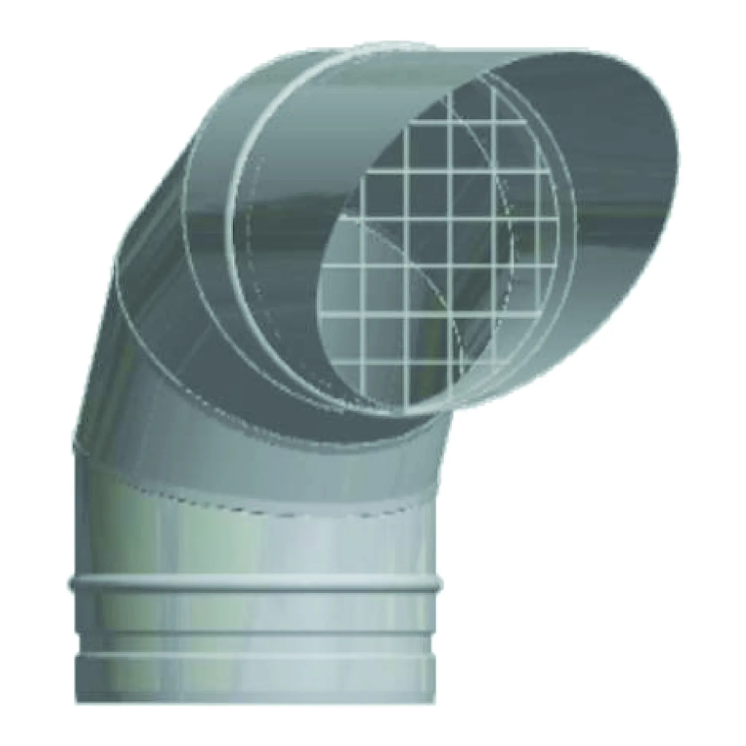 Schiedel PRIMA PLUS coude de sortie 90° Ø150 mm avec grille de protection contre les oiseaux simple paroi mat