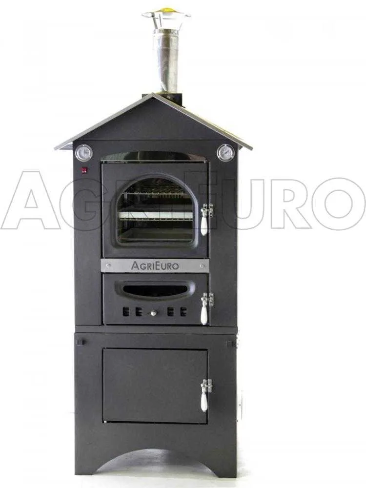 AgriEuro Medius 80 EXT - Four à bois en acier d'extérieur - Ventilé - Toit et parois inox - Inox
