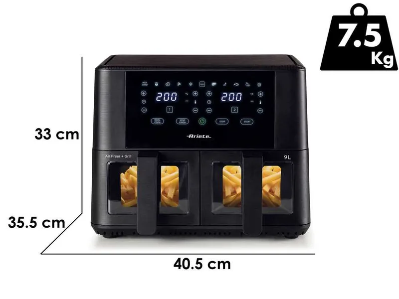 Ariete 4631 - Friteuse à air double vitrage 9 L