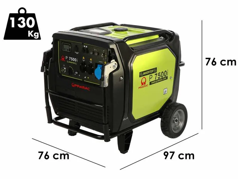 Pramac P7500I - Groupe électrogène à inverter silencieux sur chariot 7 kW - Continu 6,5 kW Monophasé