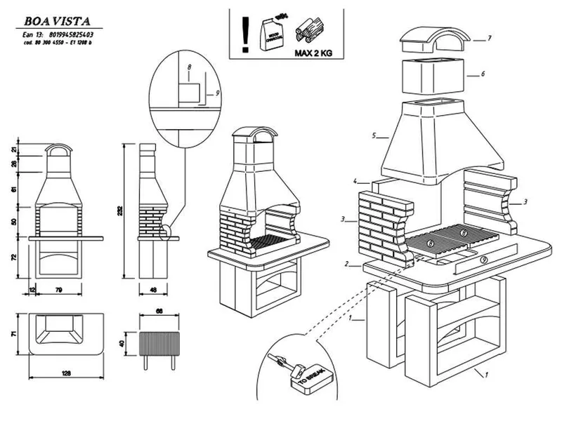 Palazzetti Boavista - Barbecue à bois et charbon en maçonnerie