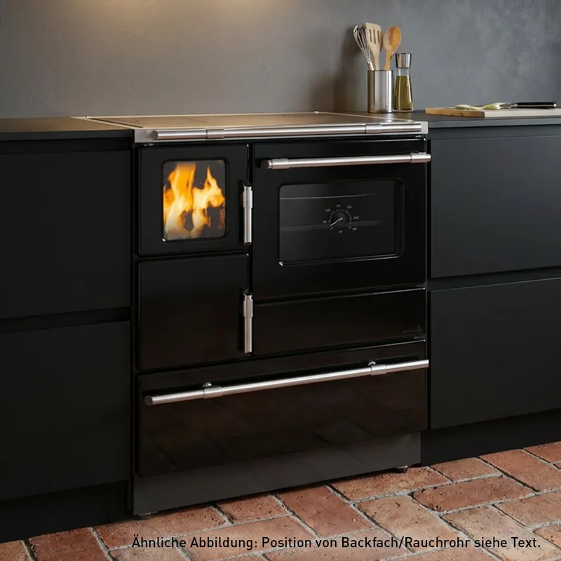 Wamsler K 128 F Cuisinière à bois à gauche noir avec plaque en acier