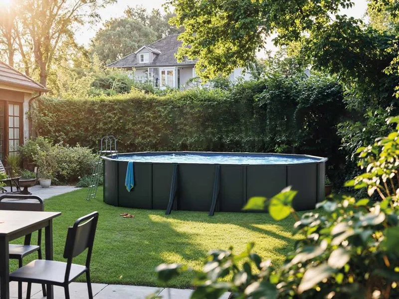 Gre Anthracite Ovale 730x375x132 cm - Piscine hors-sol en acier