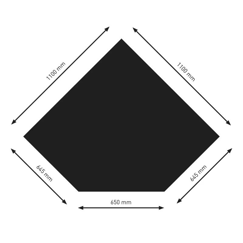 Plaque de sol Raik B5 diamant noir revêtue par poudre 1100 x 1100 mm
