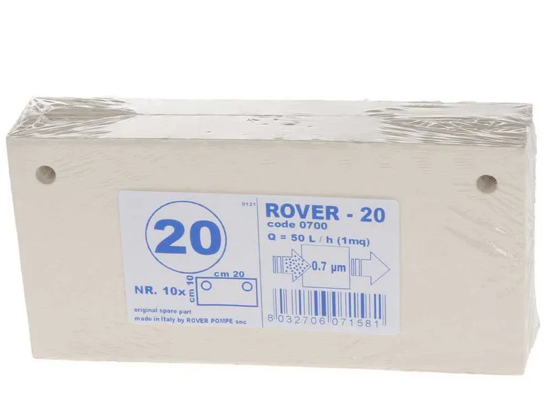 Type 20 - Cartons filtrants Rover pour pompes avec filtre Pulcino - 20x10 cm - 10 pièces