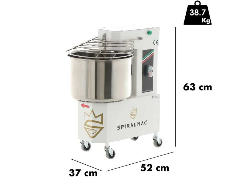 Pétrin à spirale SPIRALMAC SV12 monophasé - Capacité de pâte 12 Kg