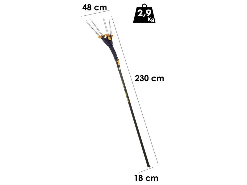 Lisam Avatar - Peigne vibreur électrique à batterie - Avec 8 dents en carbone - 230-330 cm - Perche télescopique