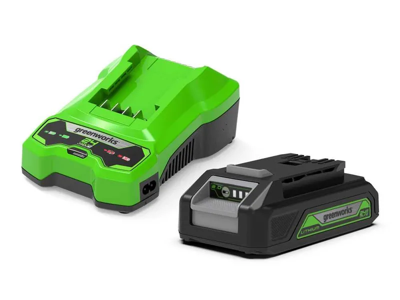 Starter kit Greenworks Batterie de 24V/2.0ah et chargeur de 0.5 ah