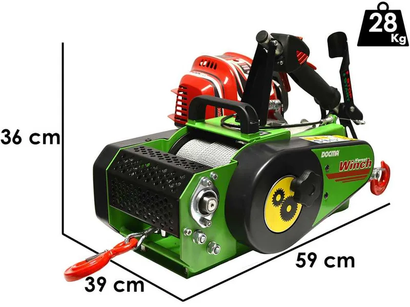 Docma VF150 auto-4 GX50 - Treuil forestier moteur Honda - Câble Ø 6mm de 60m