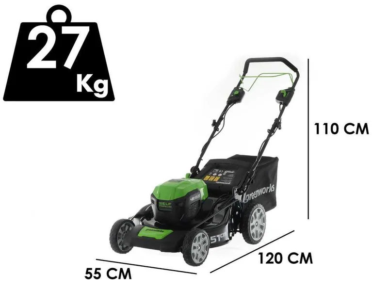 Greenworks GD48LM51SP - Tondeuse autotractée à batterie 48V/4Ah - 51 cm