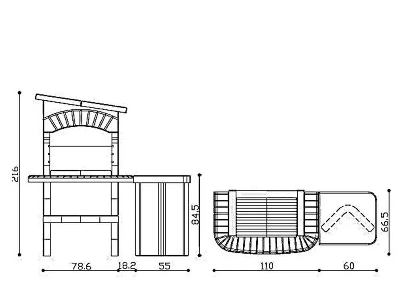 Linea VZ Portofino - Barbecue à bois et charbon en maçonnerie