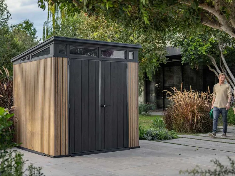 Keter Signature Venetian 7x7 - Abri de jardin - Avec porte à double battant - 214x218x226 cm