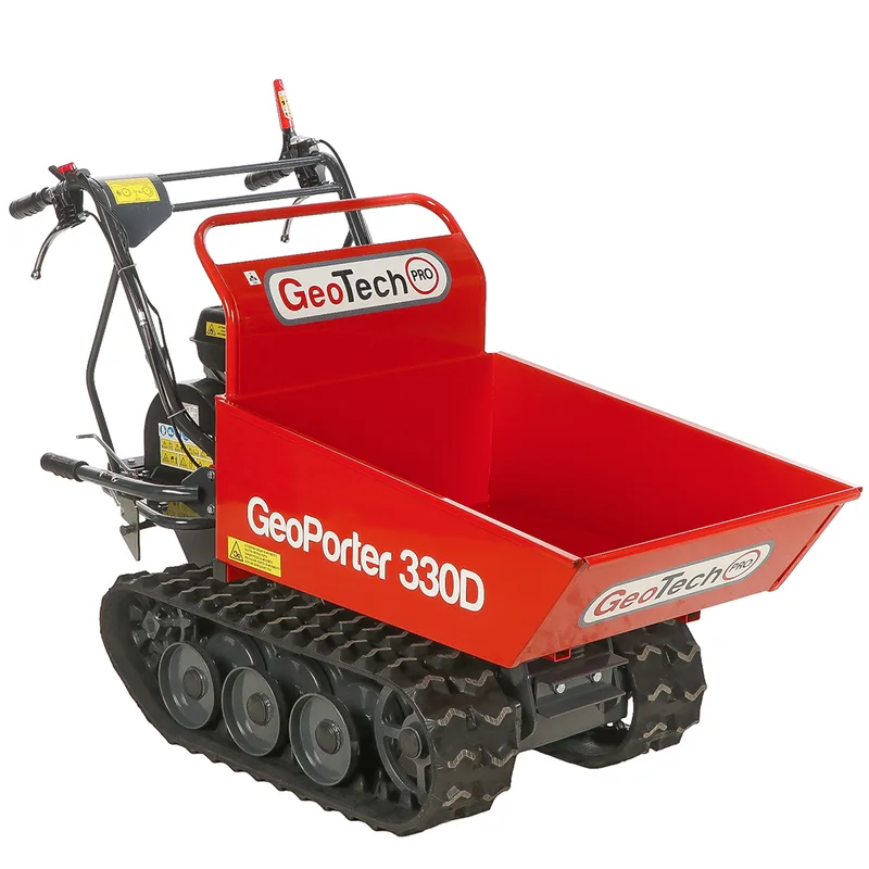 GeoTech Pro GeoPorter 330D - Brouette motorisée à chenilles à 6 galets avec benne dumper - 300 kg