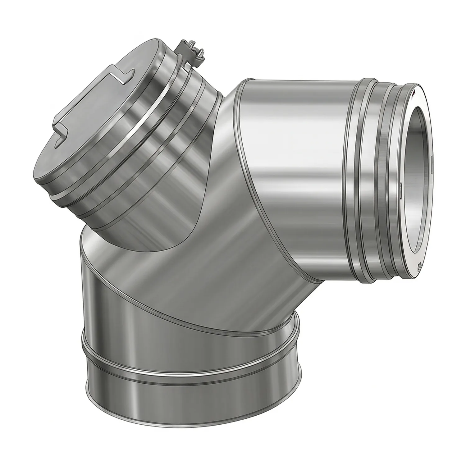 Schiedel ICS coude 85° Ø150 mm avec trappe de révision pour combustibles solides double paroi brillant