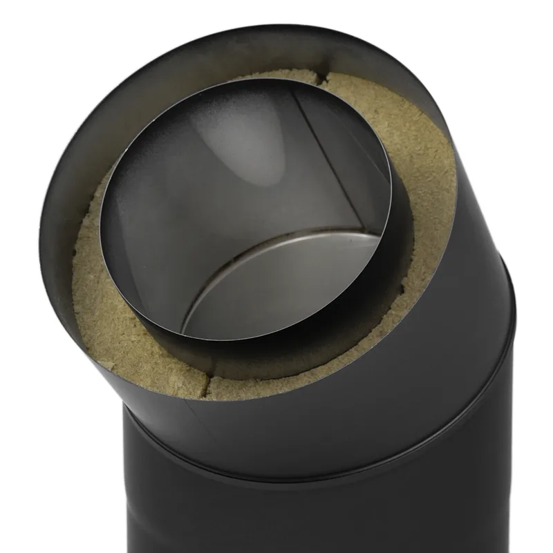 Raik Coltherm coude de tuyau de fumée 150mm noir double paroi 45° sans porte pour tuyau de fumée / conduit de fumée