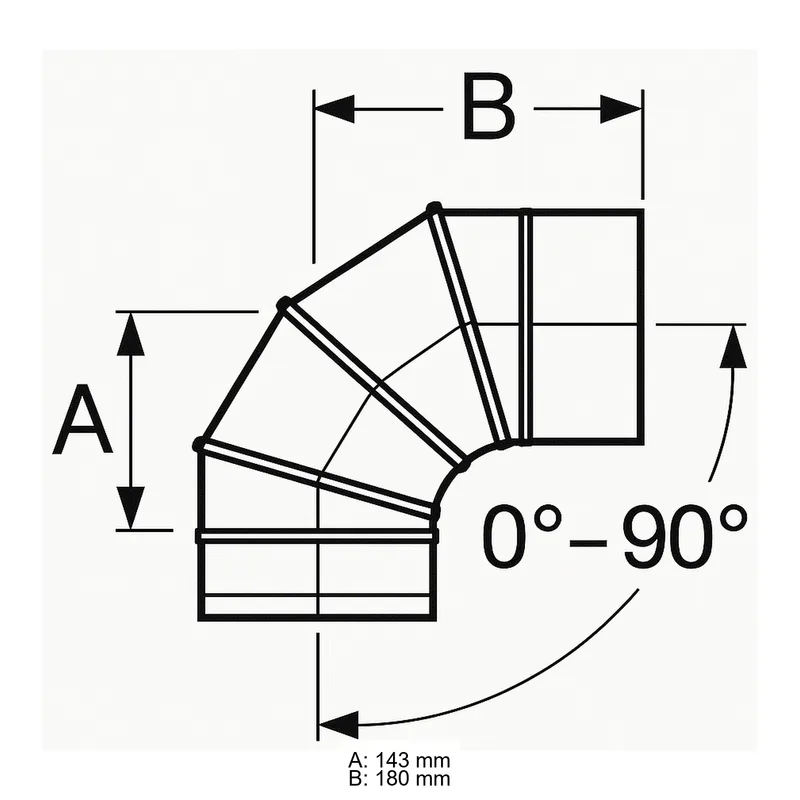 Schiedel PRIMA PLUS coude 0-90° orientable Ø130 mm simple paroi mat