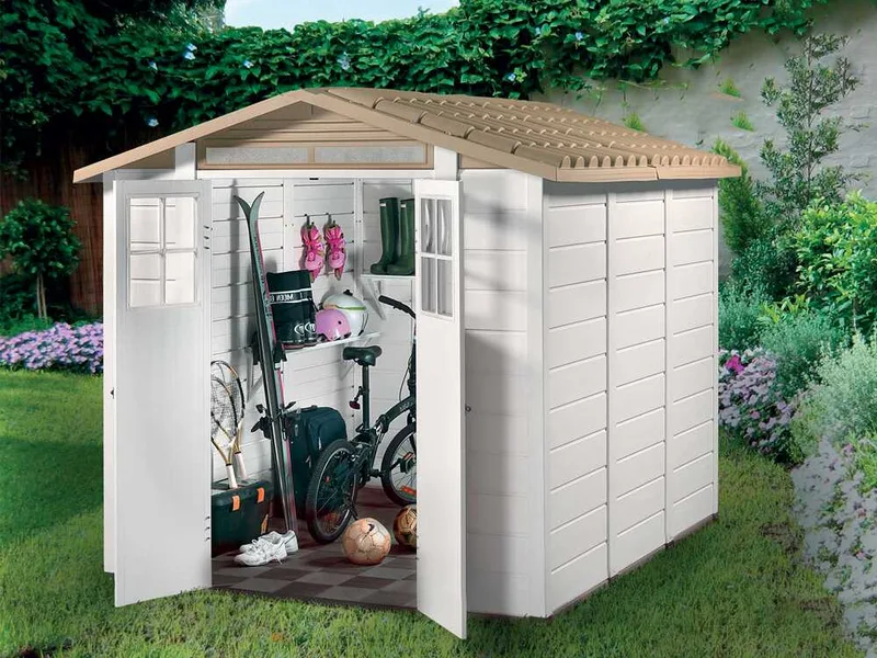 Garofalo Tuscany Evo 240 - Abri de jardin - Avec fenêtres et porte à double battant - 202,5 x 242,5 x 220 cm