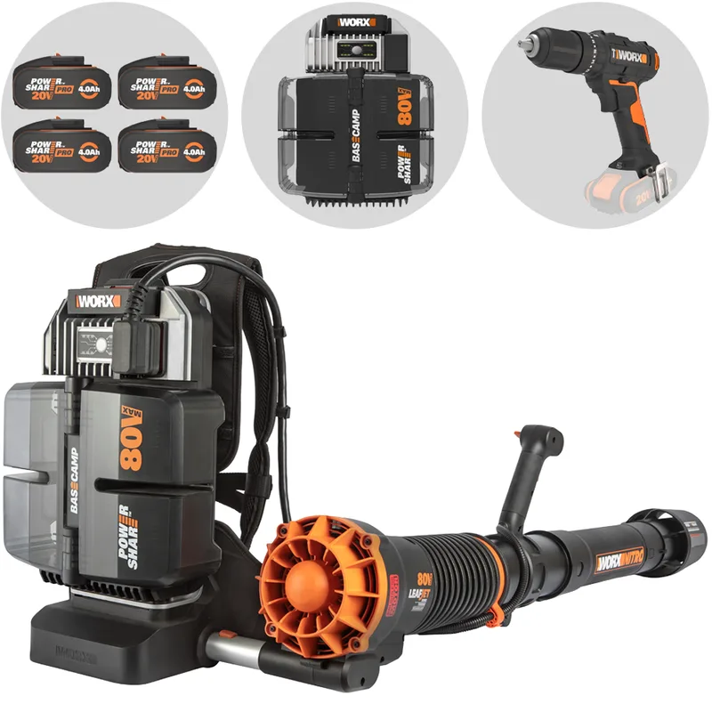 Worx Nitro WG572E - Souffleur à dos à batterie - 4x20V/4Ah