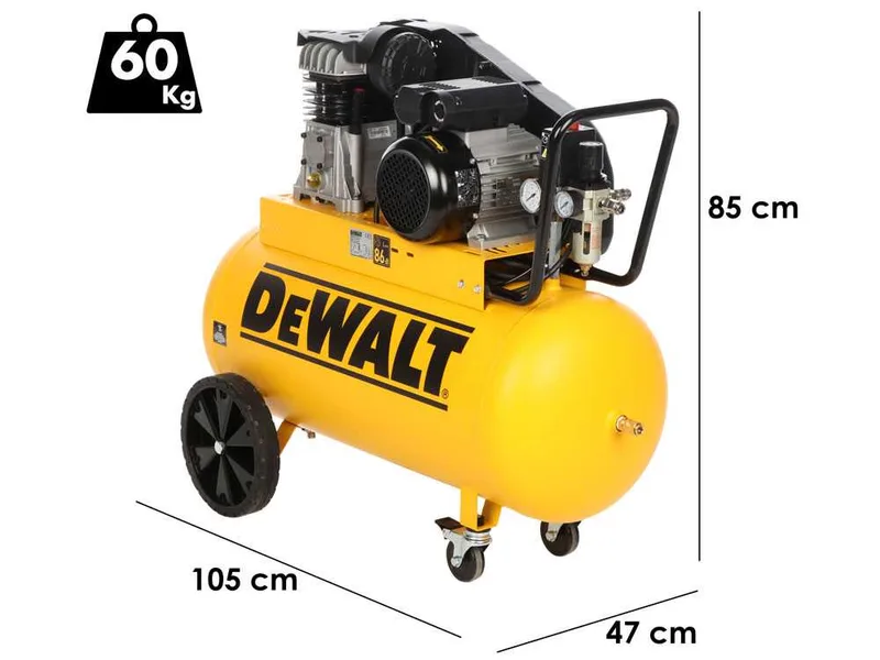 DeWalt DXCMB3M100HE - Compresseur d'air électrique monophasé à courroie - Moteur 3 CV – 100 L