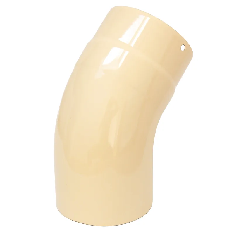 Coude de conduit de fumée / Coude de tuyau de poêle émaillé 130mm - Coude lisse 45° Ivoire