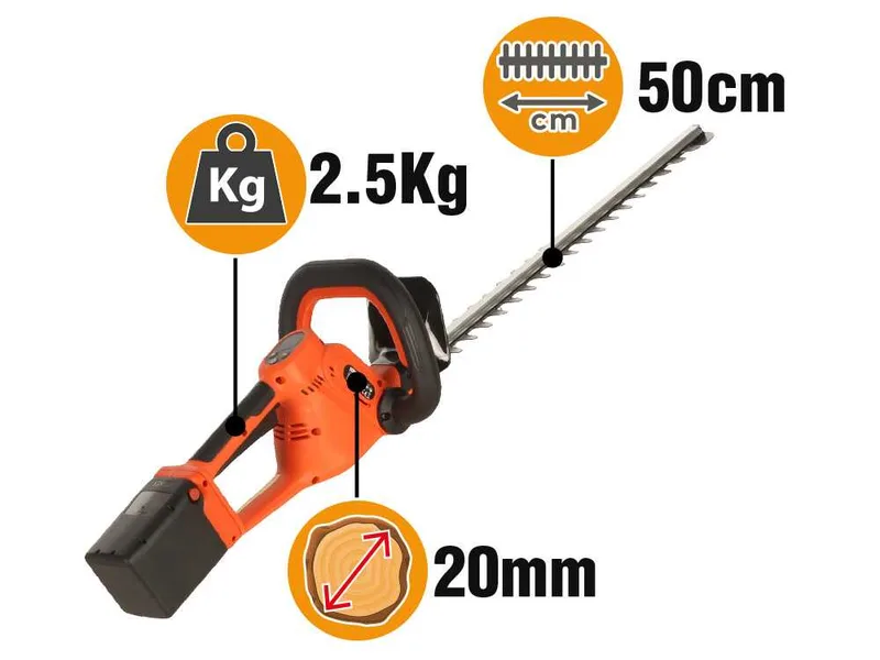 Stocker 632 - Taille-haie à batterie 21 V/4 Ah - Lamier de 50 cm