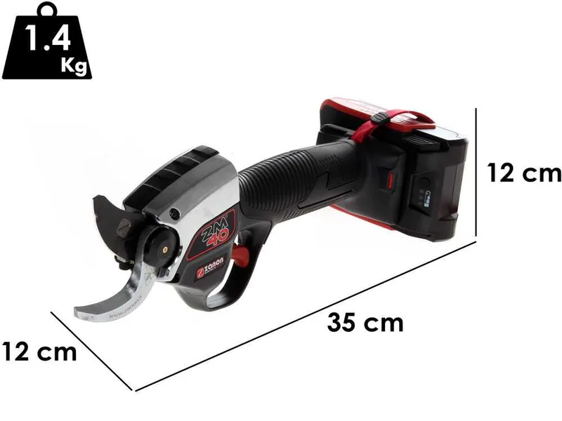 Sécateur électrique de taille Zanon ZM 40 - coupe 40 mm - 2 batteries de 2.5Ah/21V max