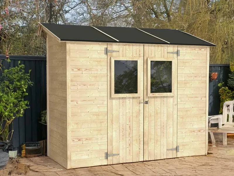 Alce Vaniglia 245x102 - Abri de jardin en bois - Avec fenêtre à l'avant - 245x102x222 cm