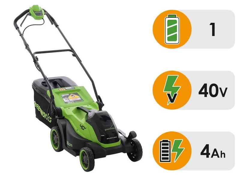 Greenworks MO40L411-01 - Tondeuse à gazon à batterie - 40 V/4 Ah - Largeur de coupe 36 cm