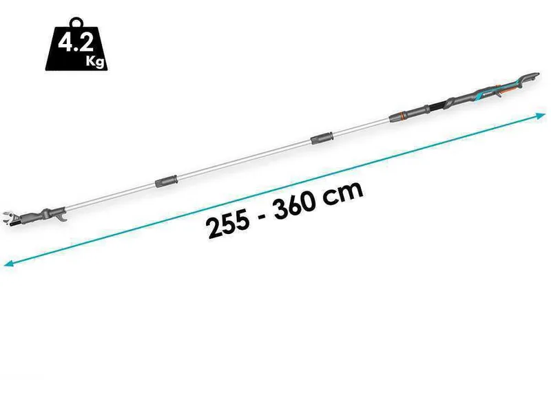 Gardena HighCut 360/18V Solo - Sécateur électrique de taille avec perche - Diamètre de coupe 28 mm