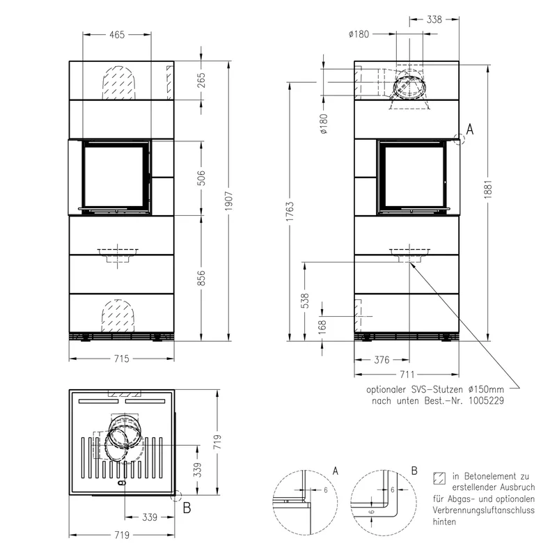 Kit de cheminée Spartherm SIM 3/2/Mini 2LRh-4S Nature