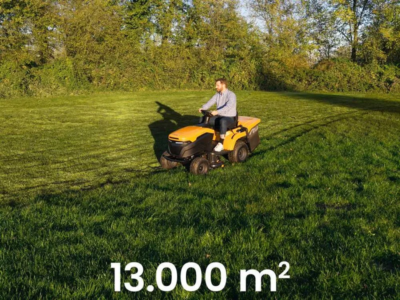 Stiga Estate 598e - Kit tracteur tondeuse avec 2 modules de batterie ePower Pro 56 V/40 Ah - Bac de ramassage et mulching