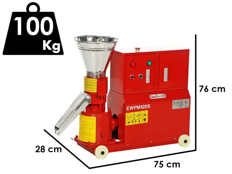 GeoTech Pro EWPM120S - Presse à pellets Monophasée - Fabrication de pellets pour le chauffage