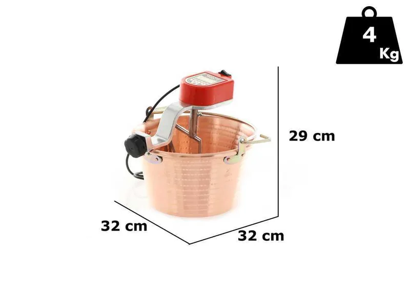 Chaudron en cuivre électrique martelé pour la polenta NuovaFac Cuoca Automatica base plate 9L - 5W