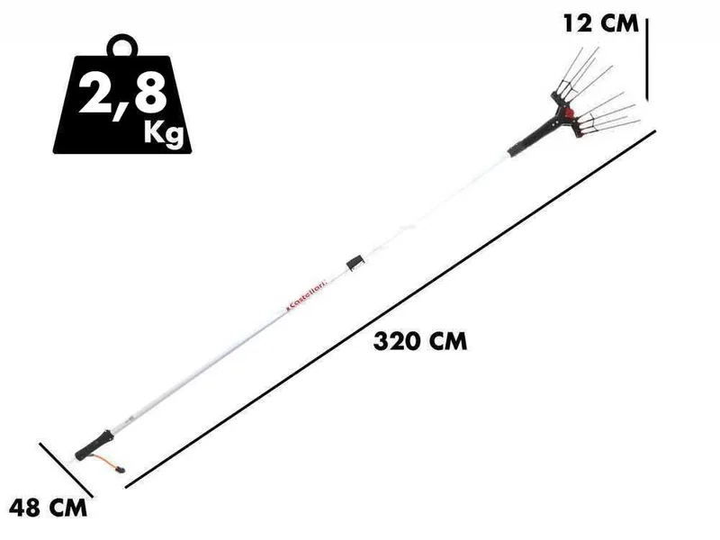 Castellari Vertigo L 12V - Peigne vibreur électrique à batterie de type automobile avec câble inclus - Perche aluminium télescopique 240/320 cm