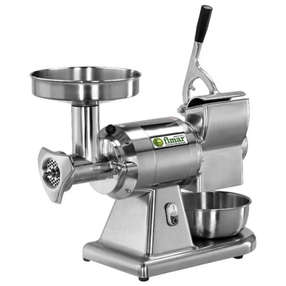 Fimar TC12AT - Hachoir à viande électrique avec râpe intégrée - 230 V - 1 CV - Groupe de hachage INOX - Sans inverseur de marche