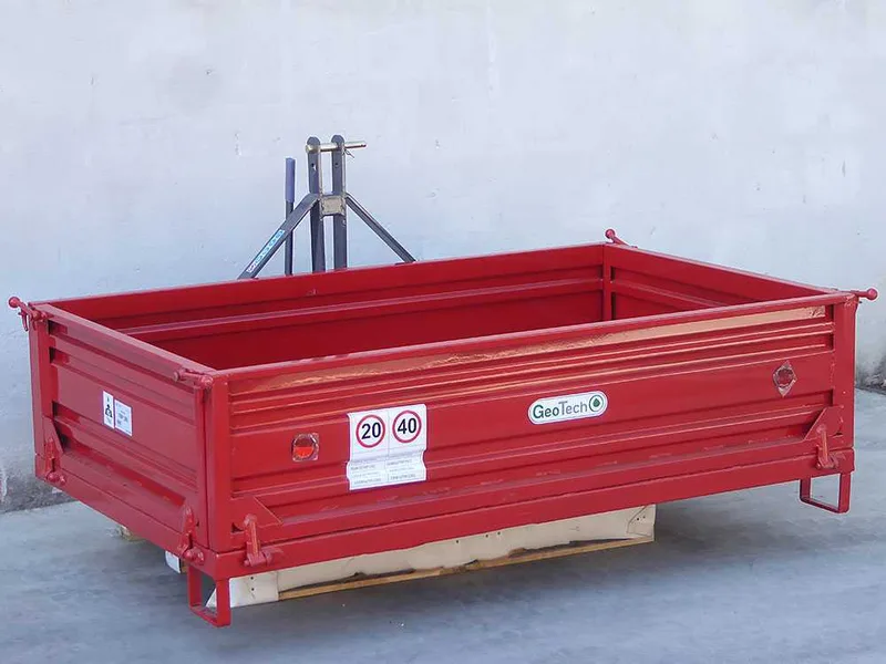 Benne 3 points pour tracteur GeoTech TRP 180 - Basculante - 3 ridelles amovibles