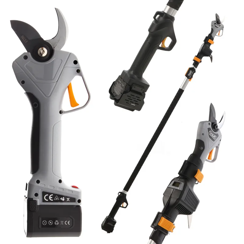 Volpi KV390 - Sécateur électrique de taille - 2x 21.6V 2.5Ah + Perche de rallonge - Diamètre de coupe 40 mm