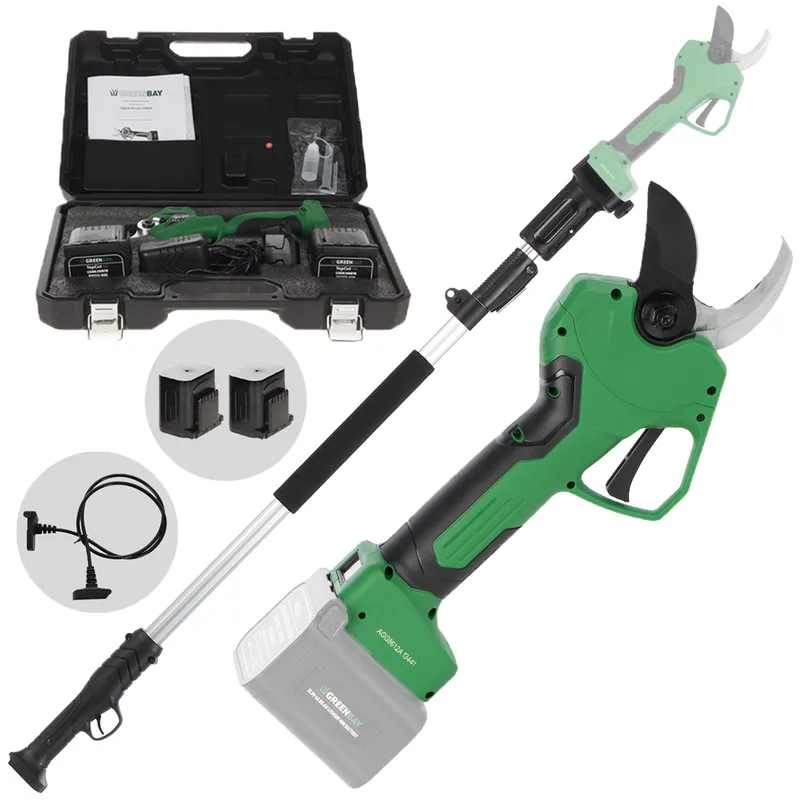 GreenBay TopCut 45 - Sécateur électrique de taille sur perche 150-210 cm - 2x21,6V 4Ah - Diamètre de coupe 45 mm