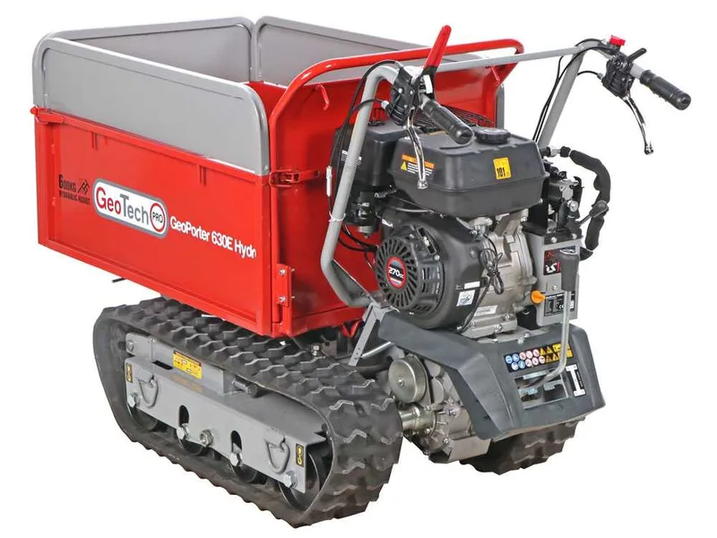 GeoTech Pro GeoPorter 630E Hydro - Brouette à moteur sur chenilles - benne extensible hydraulique 600Kg