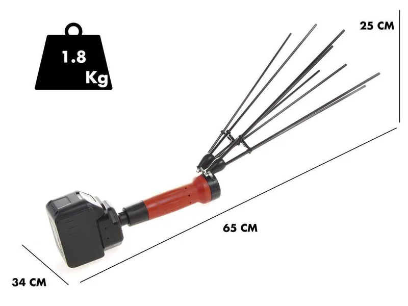 ARCHMAN AB01 - Peigne vibreur à batterie avec perche télescopique - de 220 à 315 cm - 2 x 21 V 4 Ah