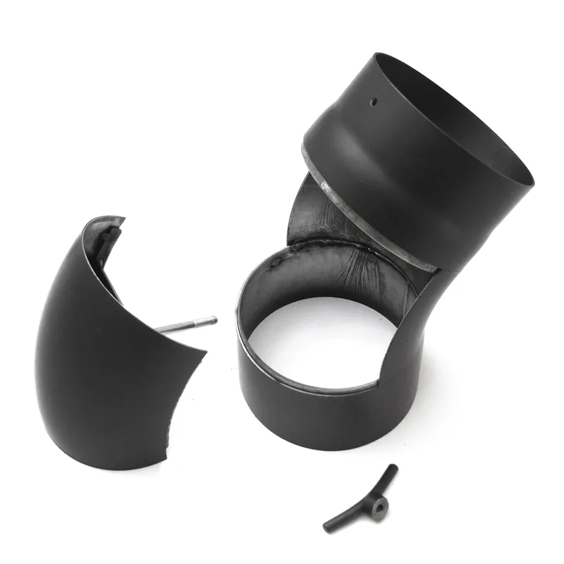 Raik Basic coude de tuyau de fumée 150mm noir 45° étiré avec porte pour tuyau de fumée / conduit de fumée