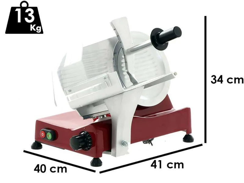 Trancheuse FAC S220 Rouge - Corps en alliage d'aluminium - Affûteur inclus - Lame de 220 mm - Moteur électrique 185W