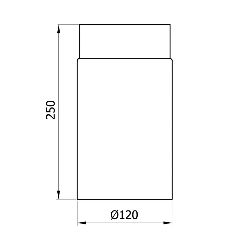 Raik Basic Élément de longueur 120mm gris fonte L: 250mm pour tuyau de fumée / conduit de fumée