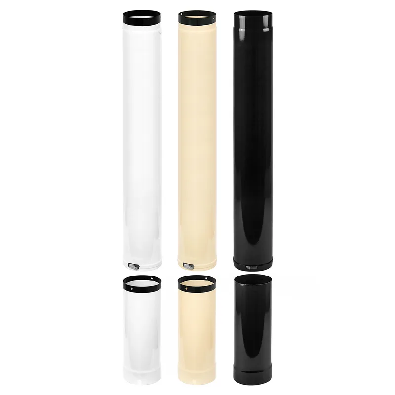 Raik tuyau de fumée / conduit de fumée émaillé 130mm - longueur 1000mm tuyau télescopique noir