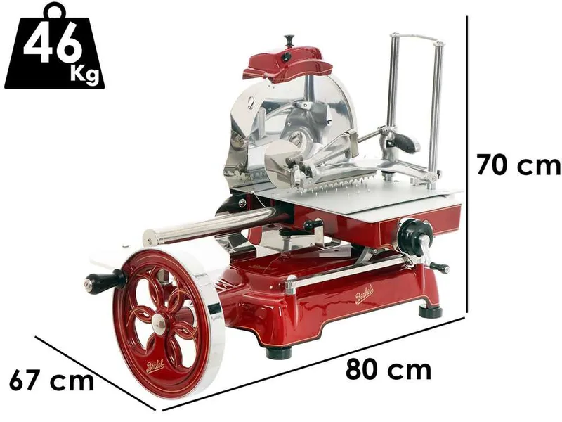 BERKEL B3 - Trancheuse à volant avec lame en acier au chrome de 300 mm - Rouge