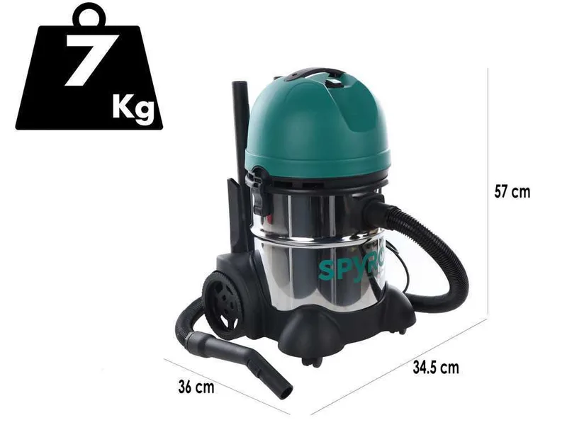 Spyro Wet & Dry 20 INOX - Aspirateur solides et liquides - Capacité 20 L - 1200 W
