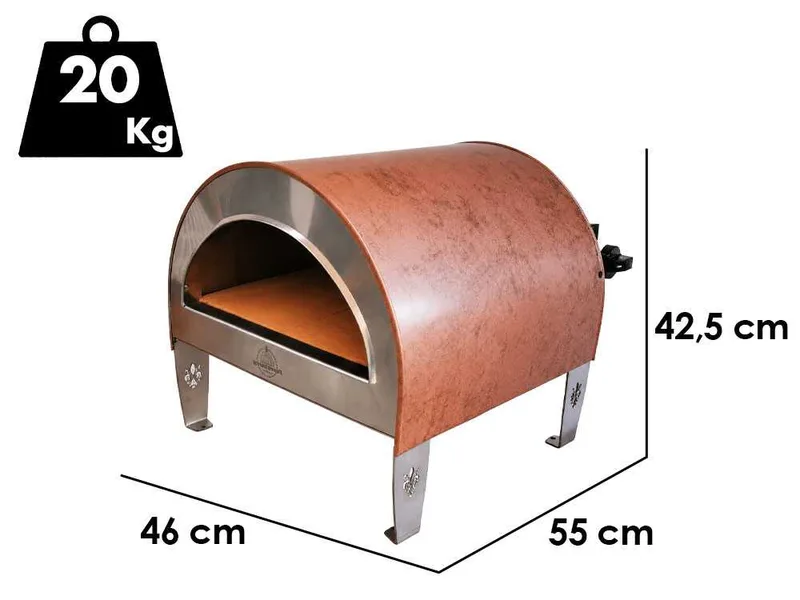 Pizza Party Ardore - Four à pizza à gaz d'extérieur - Chambre de cuisson 40 x 40 cm - Sole en briques réfractaires