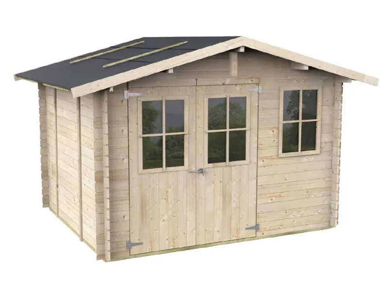 Alce Cortona Express 296x249 - Abri de jardin en bois - Avec fenêtres et porte à double battant - 296x249x220 cm